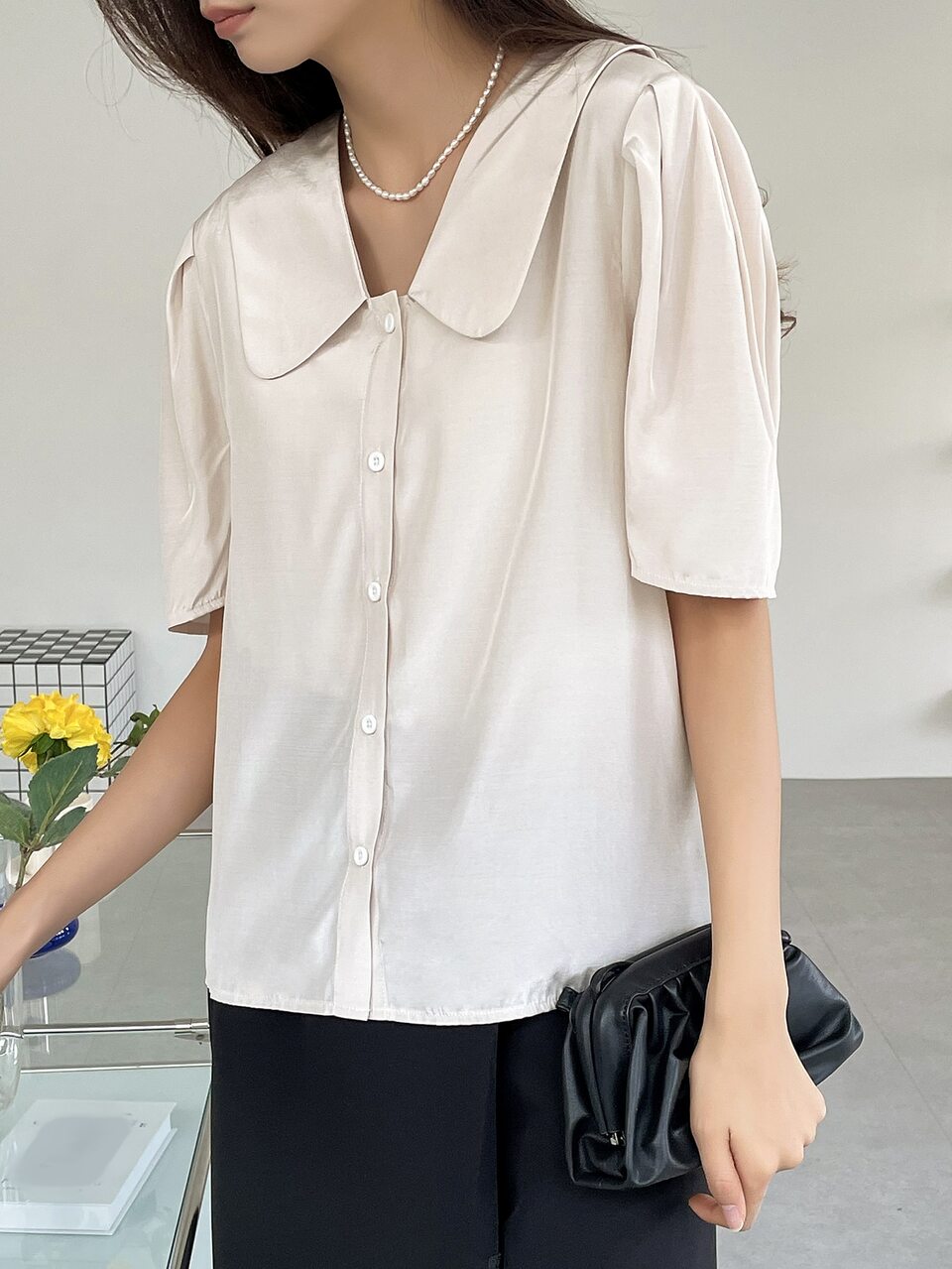Statement Collar Puff Sleeve Blouse