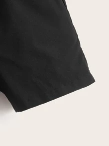 SHEIN Quần short bé trai Dây kéo Túi màu trơn Giải trí - Màu xanh lam - Xem 6