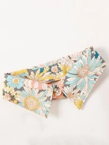 小女童印花泡泡袖打褶襯衫帶假領子 - 彩色 - 查看 3