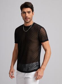 GENTILAND Men Sheer Mesh Top - Black - View 5