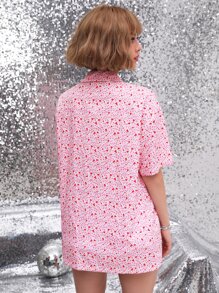 SHEIN ICON Áo sơ mi nữ Nút phía trước Tim Tất cả trên in Giải trí - Nhiều màu - Xem 2