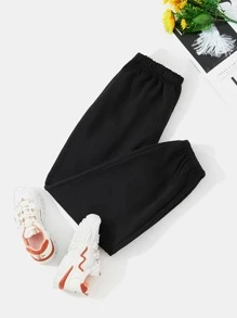 INAWLY Solva Solid Elastic Waist Joggers - Black - View 1