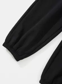 INAWLY Solva Solid Elastic Waist Joggers - Black - View 3