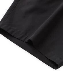 Manfinity Homme Loose Men Drawstring Waist Zipper Pocket Shorts - Black - View 6