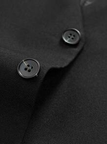 Manfinity Mode 男士1入組前紐扣馬甲 - 黑色 - 查看 3