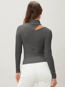 MOTF ECO Camiseta poliéster reciclado delgado con abertura - Gris Oscuro - Ver 2