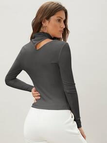 MOTF ECO Camiseta poliéster reciclado delgado con abertura - Gris Oscuro - Ver 6