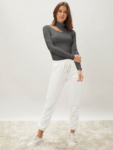 MOTF ECO Camiseta poliéster reciclado delgado con abertura - Gris Oscuro - Ver 9