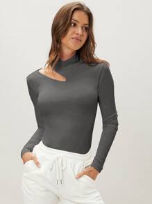 MOTF ECO Camiseta poliéster reciclado delgado con abertura - Gris Oscuro - Ver 5