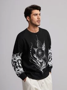 Oracle by Justine Men Graphic Print Drop Shoulder Sweatshirt - Black - View 1