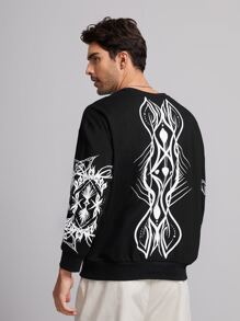 Oracle by Justine Men Graphic Print Drop Shoulder Sweatshirt - Black - View 2
