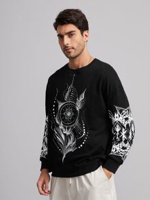 Oracle by Justine Men Graphic Print Drop Shoulder Sweatshirt - Black - View 3