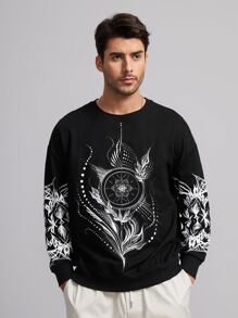Oracle by Justine Men Graphic Print Drop Shoulder Sweatshirt - Black - View 5