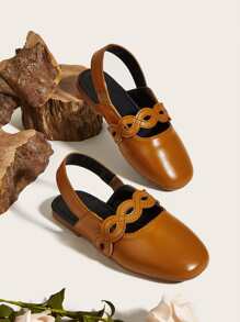 Giày búp bê trẻ em Nghề thêu dép quai hậu - màu nâu - Xem 1