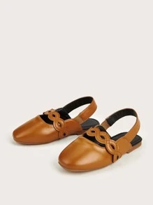 Giày búp bê trẻ em Nghề thêu dép quai hậu - màu nâu - Xem 2