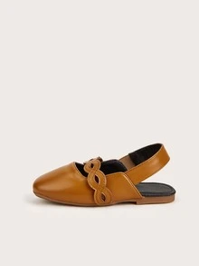 Giày búp bê trẻ em Nghề thêu dép quai hậu - màu nâu - Xem 3