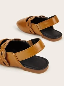 Giày búp bê trẻ em Nghề thêu dép quai hậu - màu nâu - Xem 4