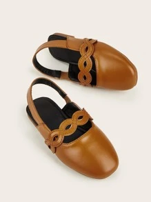 Giày búp bê trẻ em Nghề thêu dép quai hậu - màu nâu - Xem 5