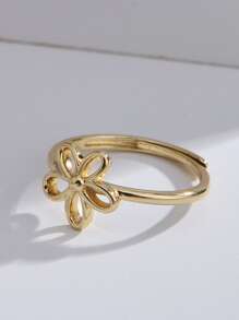 歐美簡約質感黑金鍍戒指 [0.0.3] 1個裝 - 金黃色 - 查看 1