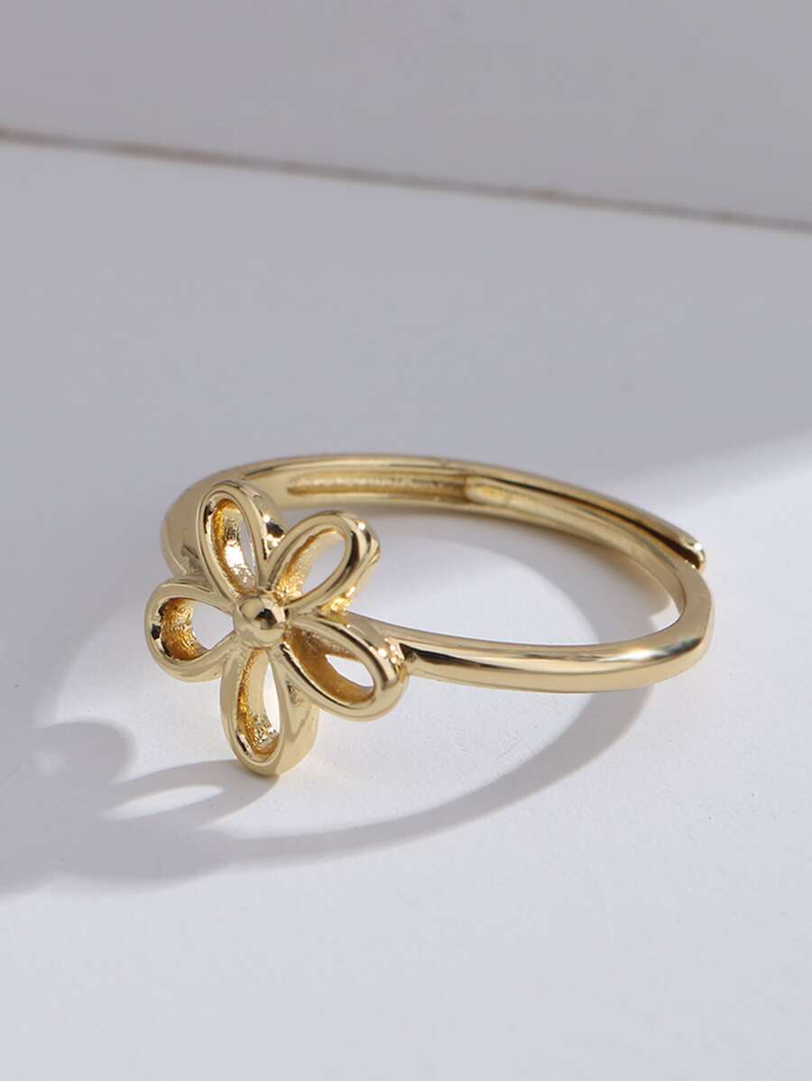 歐美簡約質感黑金鍍戒指 [0.0.3] 1個裝 - 金黃色 - 查看 1