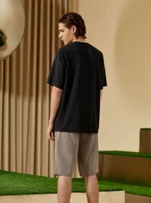 GENTILAND Men Round Neck Solid Tee - Black - View 2