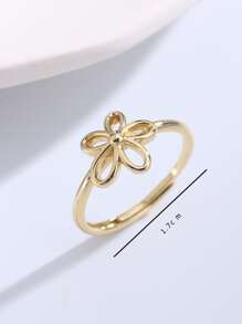 歐美簡約質感黑金鍍戒指 [0.0.3] 1個裝 - 金黃色 - 查看 3