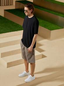 GENTILAND Men Round Neck Solid Tee - Black - View 6