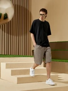 GENTILAND Men Round Neck Solid Tee - Black - View 8