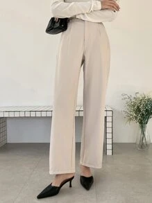 DAZY High Waist Slant Pocket Tailored Trousers - Beige - View 2
