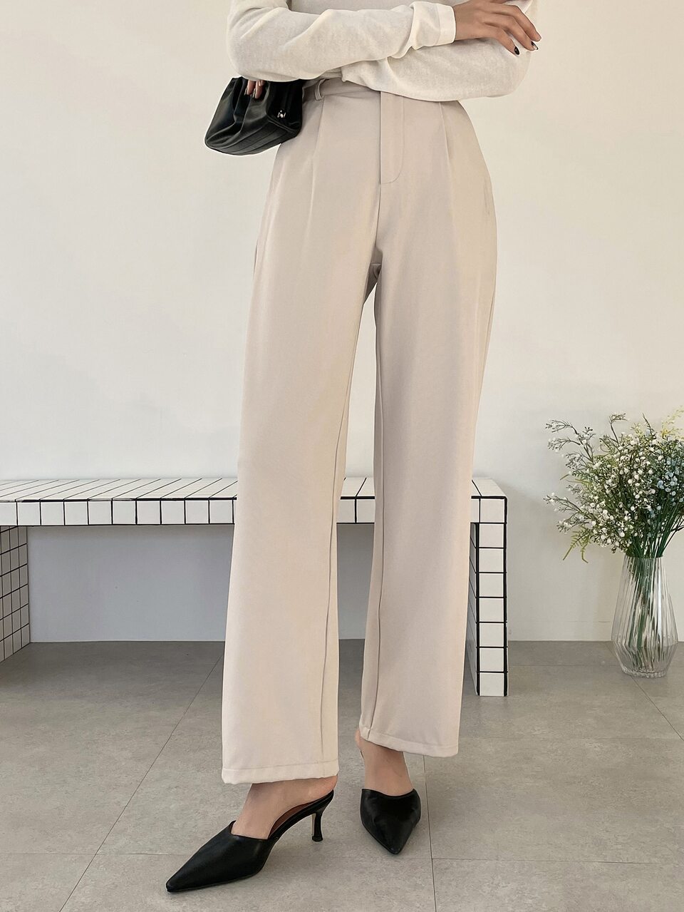 High Waist Slant Pocket Tailored Pants,Women Dress Pants Business Attire