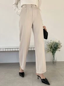 DAZY High Waist Slant Pocket Tailored Trousers - Beige - View 5