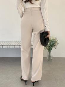 DAZY High Waist Slant Pocket Tailored Trousers - Beige - View 7