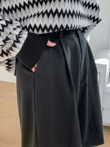 DAZY Quần đùi nữ Nút Túi màu trơn Giải trí - màu đen - Xem 7