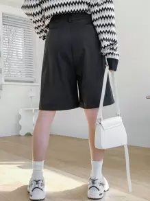 DAZY Quần đùi nữ Nút Túi màu trơn Giải trí - màu đen - Xem 8