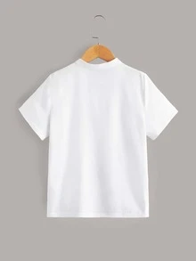 SHEIN Boys Mock Neck Button Front Top - White - View 2