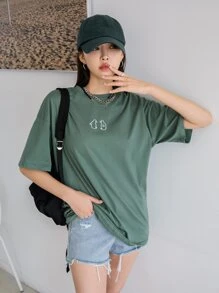 DAZY Áo thun nữ Hoạt hình Giải trí - Màu xanh lá cây đậm - Xem 5