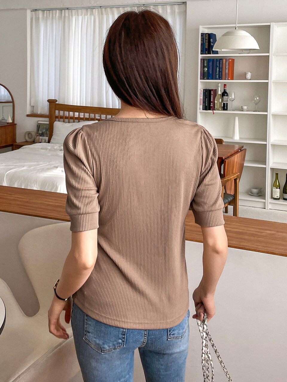 Puff Sleeve Square Neck Tee