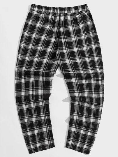 Academia Pantalon à cordon de serrage à carreaux pour homme, école