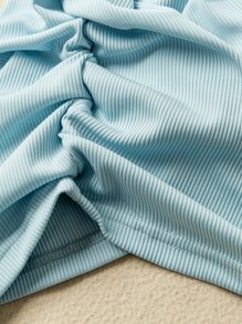 SHEIN Young Girl 3pcs One Shoulder Ruched Side Rib Knit Dress - Multicolor - View 4