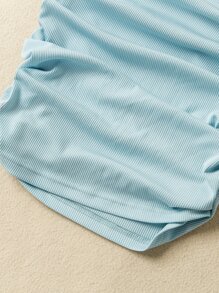 SHEIN Young Girl 3pcs One Shoulder Ruched Side Rib Knit Dress - Multicolor - View 6