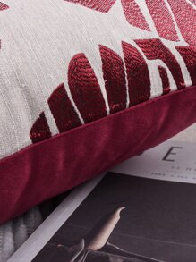 樹葉提花靠墊套不附帶墊芯 - 紅色 - 查看 4