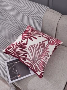 樹葉提花靠墊套不附帶墊芯 - 紅色 - 查看 5