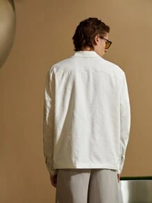 Manfinity Áo khoác Nam Túi Dây kéo màu trơn Giải trí - Màu be - Xem 5