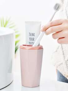 4pcs/Set Geometric Textured Bathroom Accessory Set With Lotion Dispenser, Rinse Cup, Toothbrush Holder And Soap Dish - Refillable Containers, For Bathroom And Kitchen Decoration - Pink - View 5