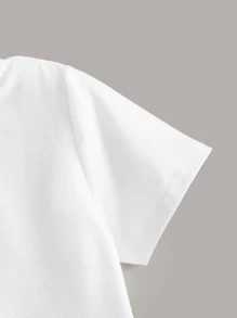 SHEIN 小男童2入組不對稱下擺圓領T恤 - 黑與白 - 查看 4