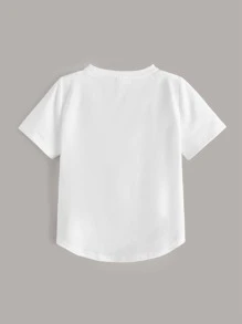 SHEIN 小男童2入組不對稱下擺圓領T恤 - 黑與白 - 查看 5