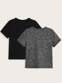 SHEIN Young Boy 2pcs Half Button Placket Tee - Multicolor - View 2