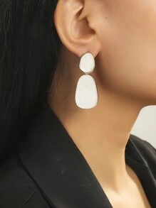Pendientes largos con diseño geométrico - Blanco - Ver 1