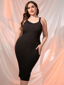 Đầm Plus Size màu trơn Giải trí - màu đen - Xem 1