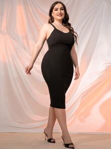 Đầm Plus Size màu trơn Giải trí - màu đen - Xem 5